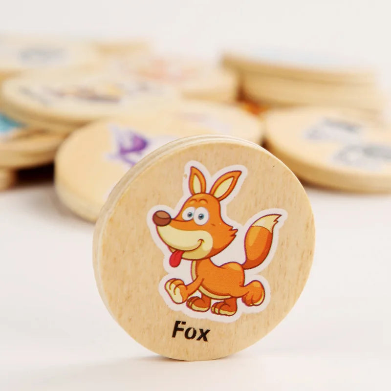 Children Montessori Toys High Quality Wooden memory Games Cartoon Animal Fruit Memory Training Puzzle Toy