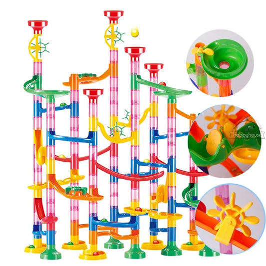 Marble Run Race Track Building Blocks Kids 3D Maze Ball Roll Toy DIY Marble Run Race Coaster Set 80/105/109/133pc Christmas Gift