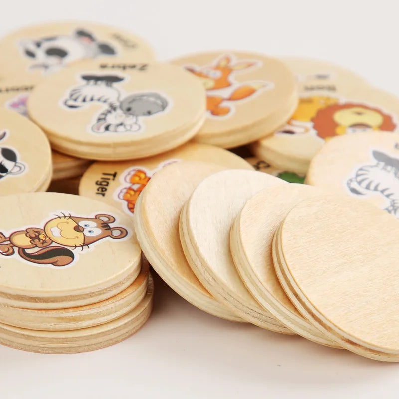 Children Montessori Toys High Quality Wooden memory Games Cartoon Animal Fruit Memory Training Puzzle Toy