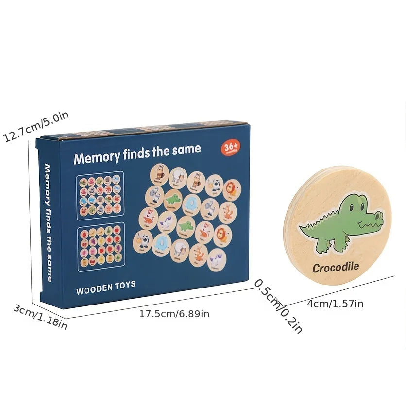 Children Montessori Toys High Quality Wooden memory Games Cartoon Animal Fruit Memory Training Puzzle Toy